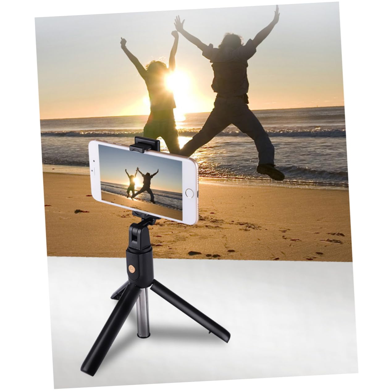 Uonlytech Universal Selfie Stick Tripod with Phone Holder - Compact & Adjustable Smartphone Tripod Stand for iPhone, Android - Perfect for Travel, Vlogging & Group Photos