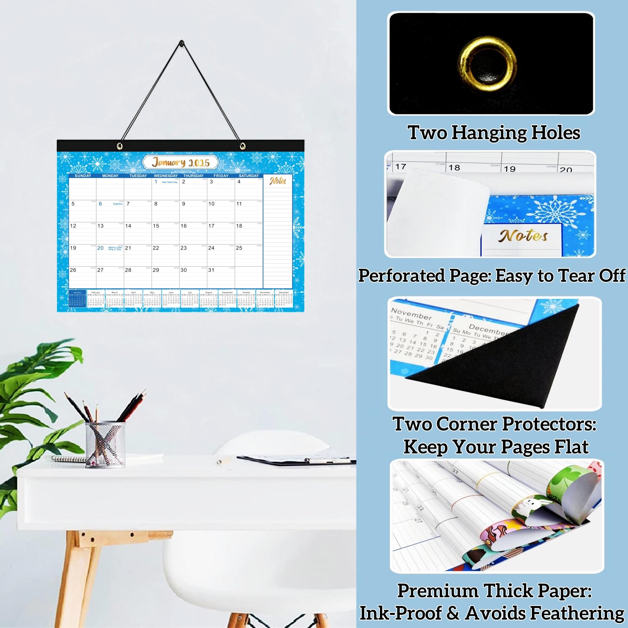 2025-2026 Large 18-Month Desk & Wall Calendar - Jan 2025 to June 2026, 17