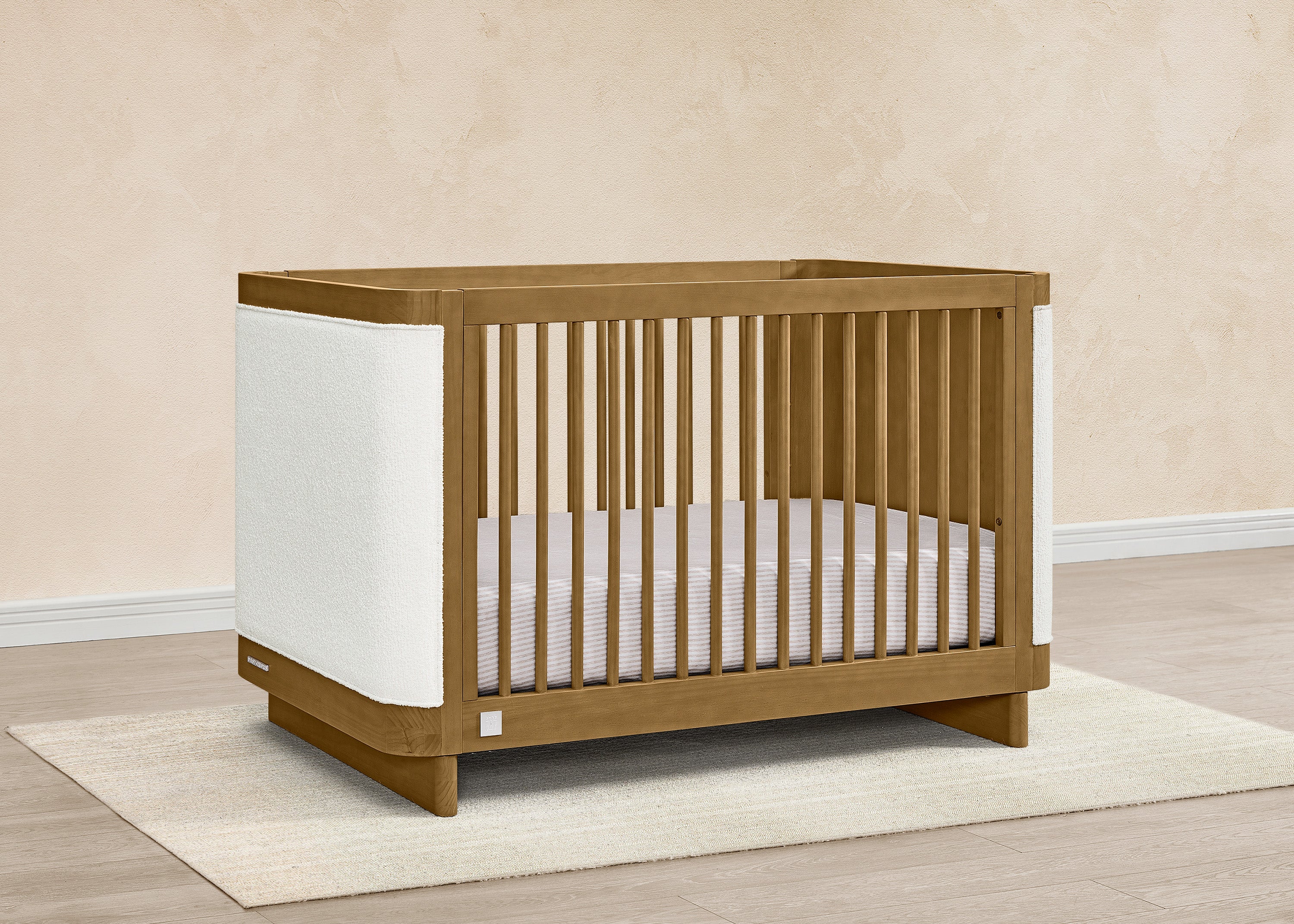 Callie 4-in-1 Convertible Upholstered Baby Crib with Toddler Bed Conversion - Modern Nursery Furniture for Newborns to Kids | Perfect for Small Spaces & Shared Rooms