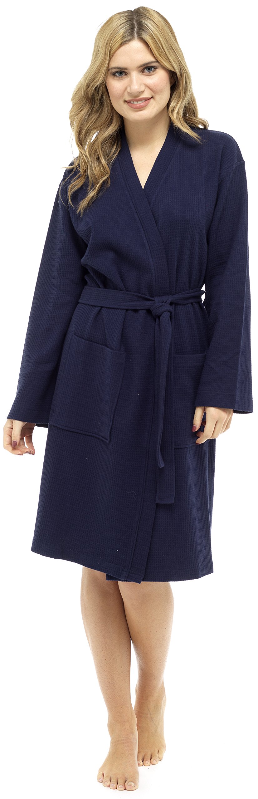 KATE MORGAN Women's Cotton Waffle Robe - Soft & Breathable Bathrobe for Spa, Lounge & Home Relaxation | Cozy Dressing Gown with Pockets for Women