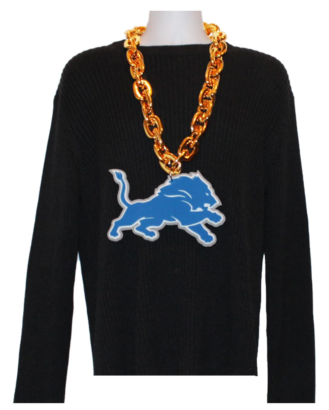 Aminco Detroit Lions NFL Fan Chain Necklace - 14K Gold Plated Football Team Jewelry for Men & Women - Perfect for Game Day, Tailgating & Sports Fan Gifts