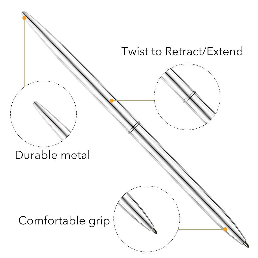 Unibene 12 Pack Ballpoint Pens - Silver Metallic Retractable Office Pens, 1mm Medium Point Black Ink, Slim Lightweight Design for Business, School & Gift Giving (Perfect for Students, Teachers & Christmas Presents)