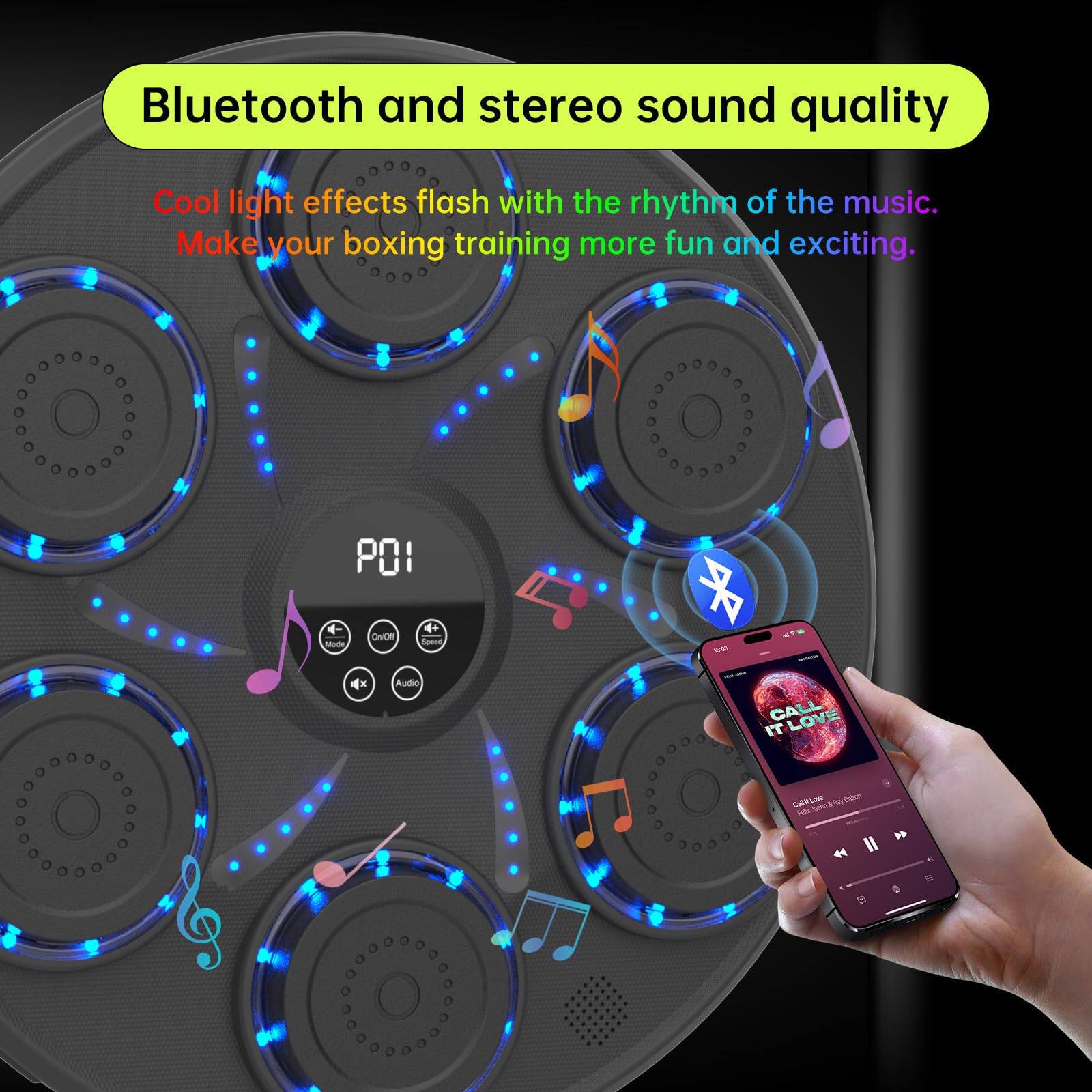 Smart Bluetooth Music Boxing Machine - Home Gym Workout Equipment for Adults & Kids with 2 Pairs Gloves | Perfect for Fitness Training, Stress Relief & Family Fun