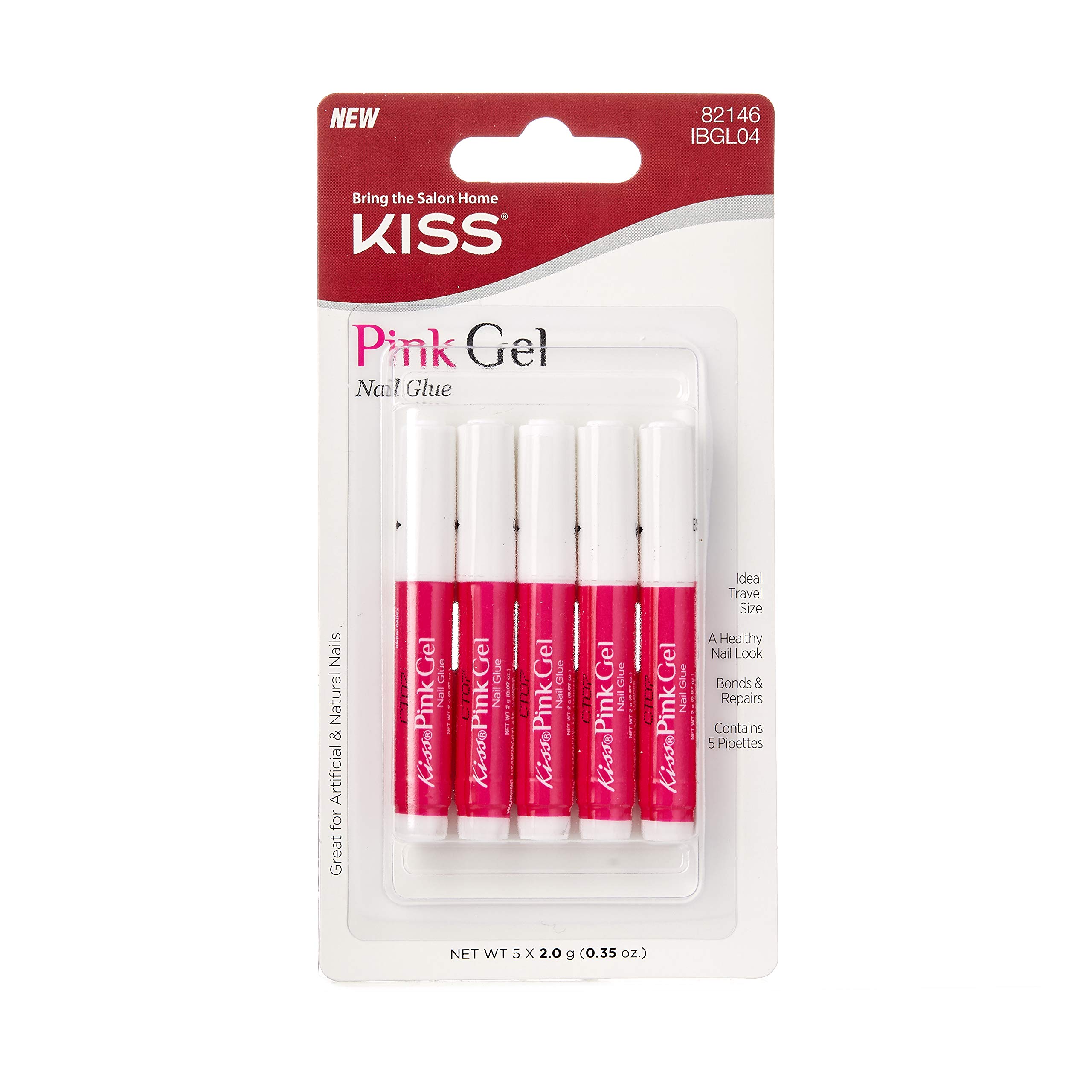 Kiss Pink Gel Nail Glue - Strong & Long Lasting Nail Adhesive for Acrylic & False Nails - Perfect for Nail Art, Extensions & DIY Manicures at Home