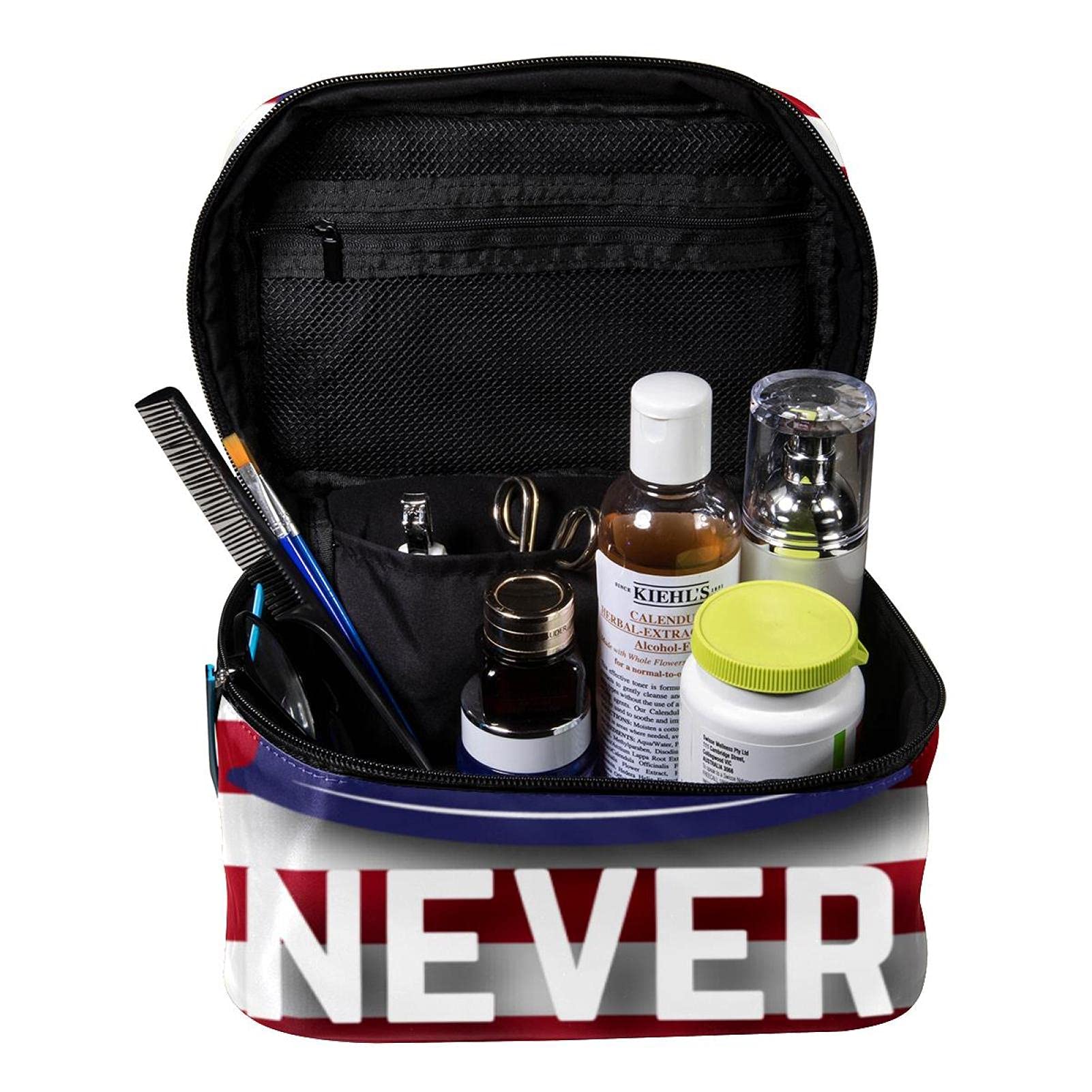 Memorial Day Themed Travel Makeup Bag - Large Cosmetic Organizer with Zipper for Women & Girls - Perfect for Vacation, Gym, and Daily Essentials Storage