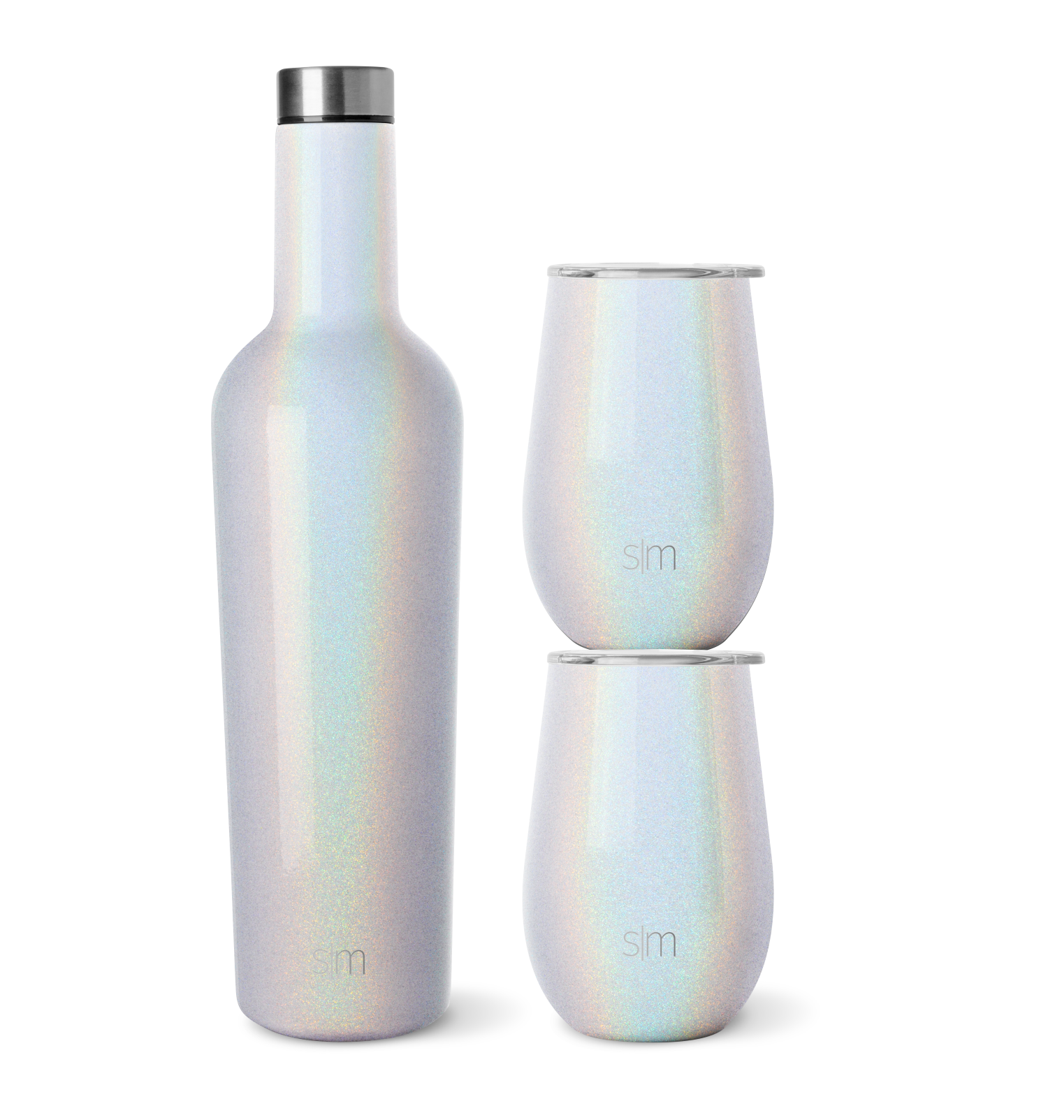 Premium Spirit Wine Bundle - Set of Two 12oz Insulated Tumblers & One 25oz Stainless Steel Wine Bottle - Perfect for Outdoor Picnics, Camping & Travel