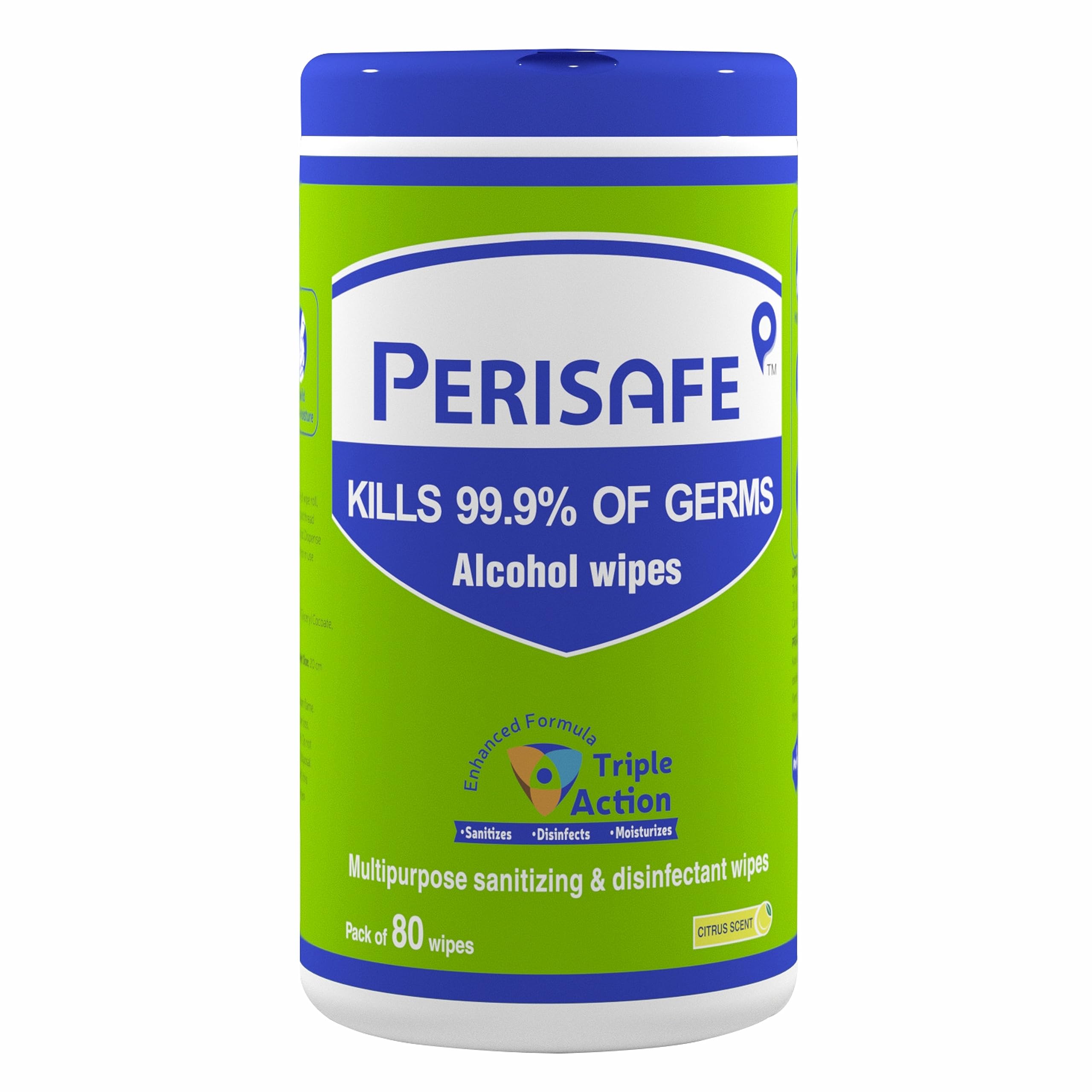 PERISAFE Antibacterial Disinfecting Wipes for Home & Office - Kills 99.9% Germs on Hard & Soft Surfaces - 80 Count Pack (Great for Kitchen, Bathroom, Baby Items & Electronics Cleaning)