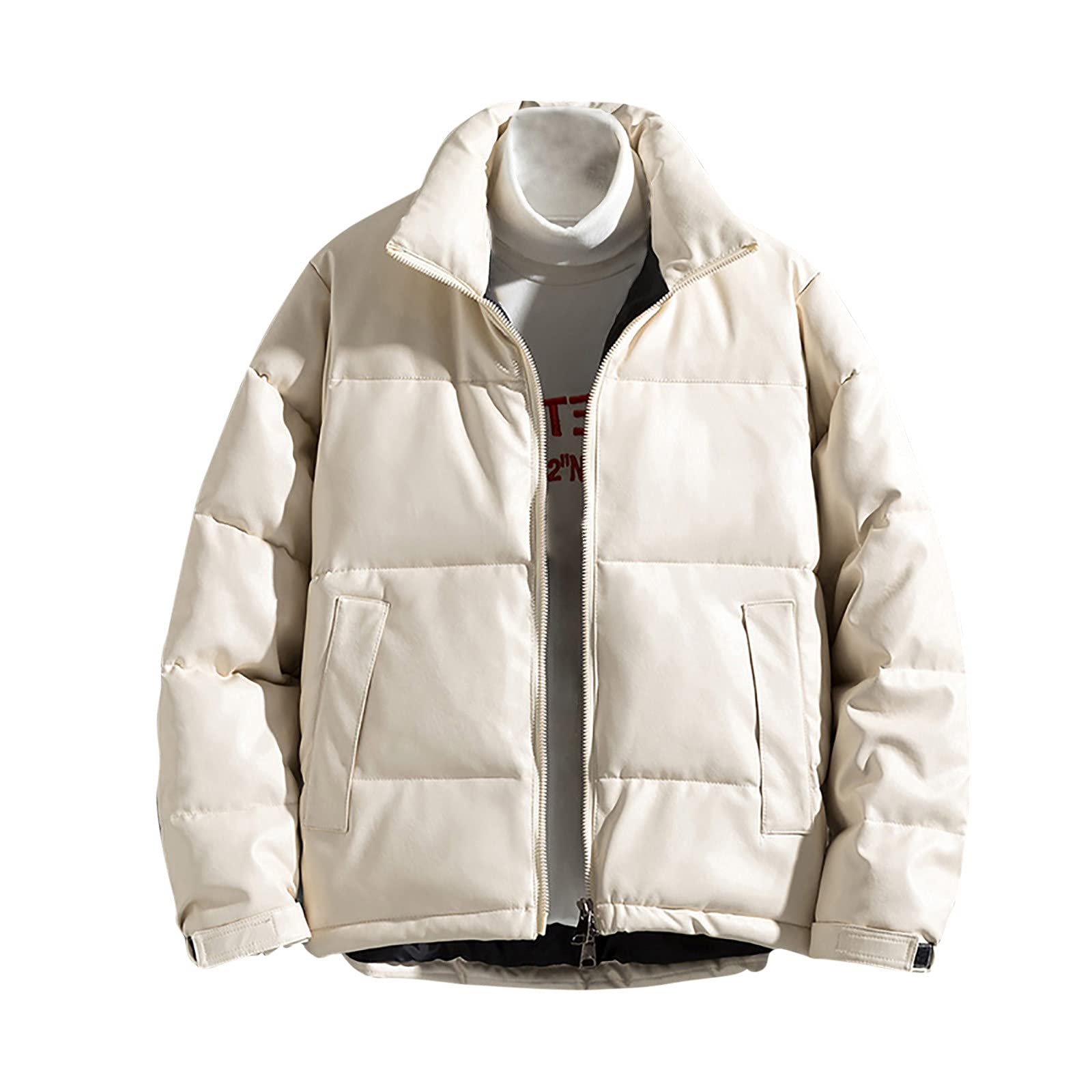 Homisy Men's Winter Puffer Jacket - Warm Thickened Zippered Casual Short Coat for Skiing & Outdoor Activities | Solid Color Cardigan Style for Cold Weather