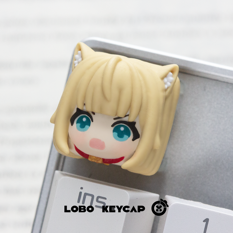 Cute Catgirl Custom Resin Art Keycap for Mechanical Keyboard - Anime Themed Keycap for Gamers & Typists - Perfect for Gaming, Typing & Collectors