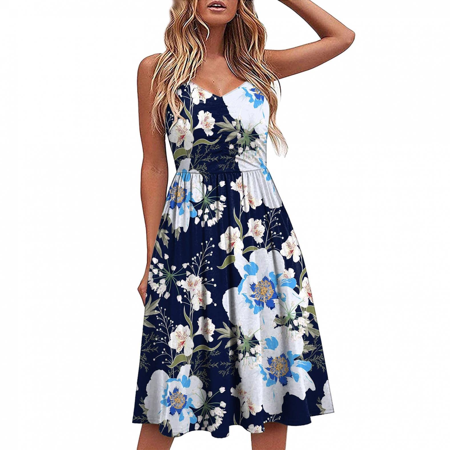 Women's Flowy Summer Dresses - Floral Sleeveless A-Line Spaghetti Strap Sundresses | Perfect for Beach Vacations, Pool Parties & Casual Outings