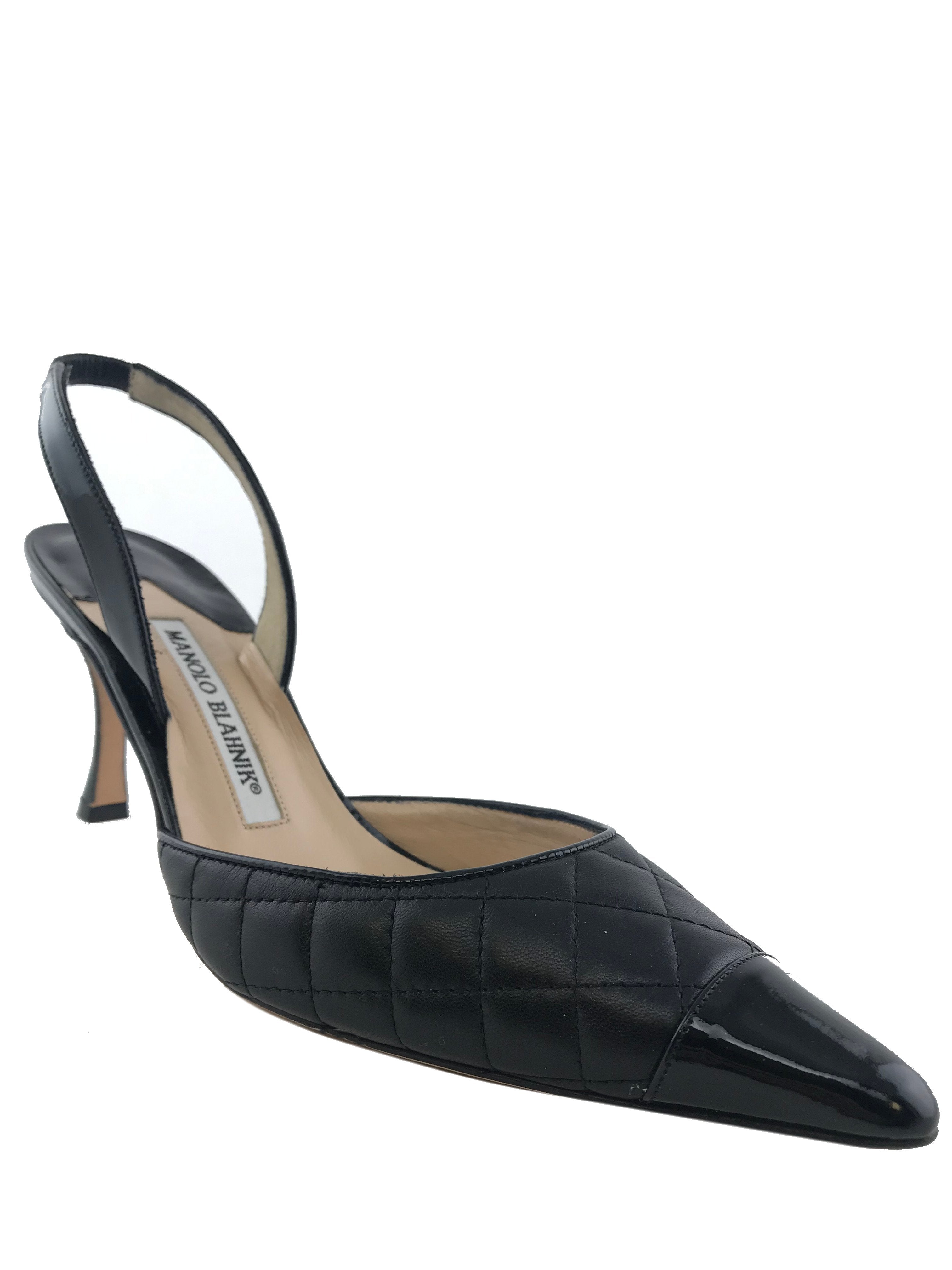 Manolo Blahnik Irie Quilted Cap Toe Slingback Pumps - Women's Size 8 (US) | Luxury High Heels for Evening Parties, Weddings & Special Occasions