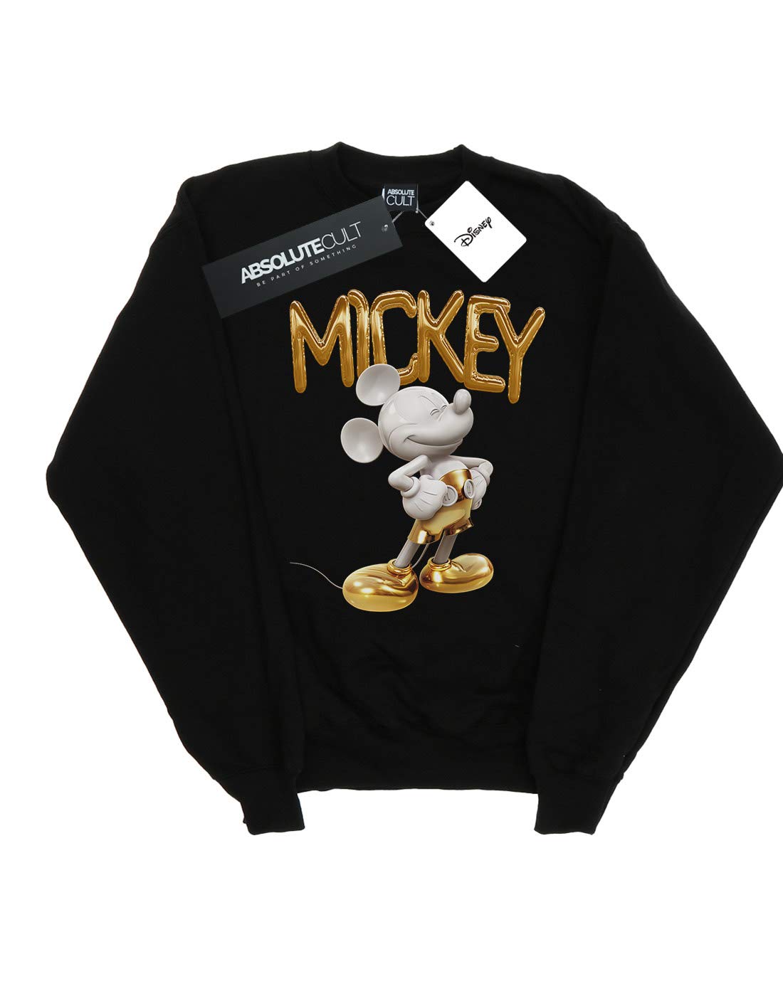 Disney Women's Mickey Mouse Gold Statue Graphic Pullover Hoodie Sweatshirt - Black, Large Size | Casual Wear, Gift for Disney Fans, Theme Park Outfit