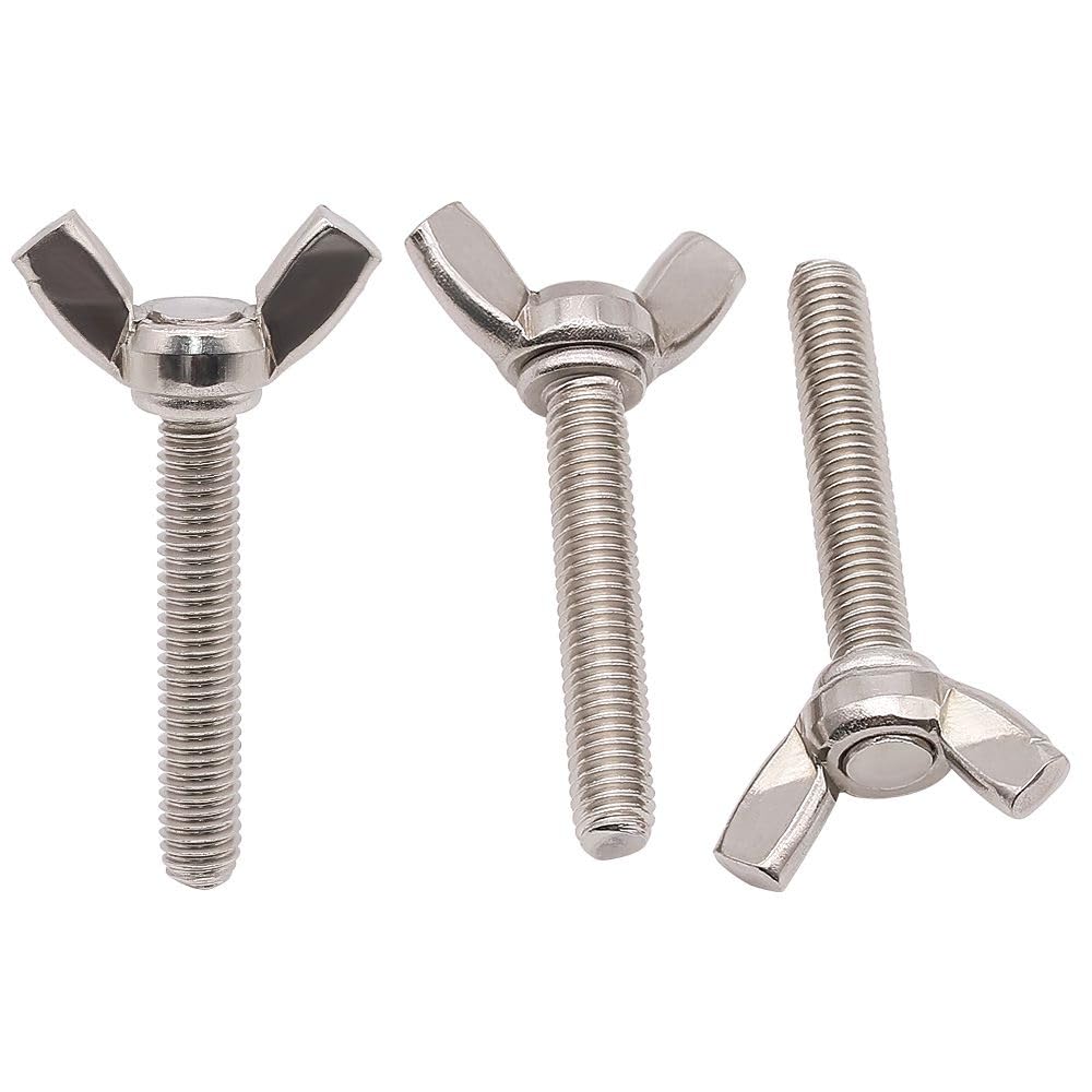 12 Pack M6-1.0 x 50mm 304 Stainless Steel Wing Bolts Thumb Screws - UNC Coarse Thread, Bright Finish - Perfect for Furniture Assembly, DIY Projects & Machinery Fastening