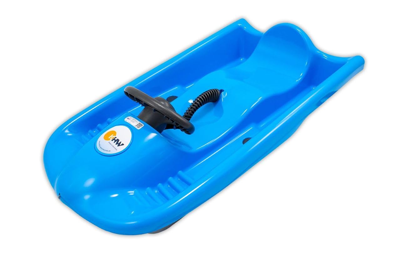 KHW Snow Flyer Sled - Lightweight & Durable Plastic Snow Sled for Kids & Adults - Perfect for Snow Tubing, Winter Sports & Outdoor Fun - Ice Blue