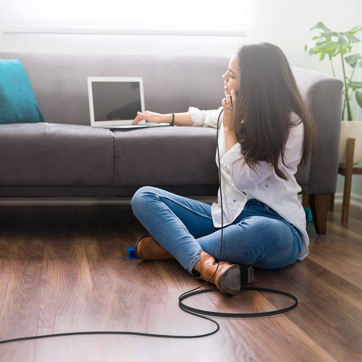 20ft USB C Cable Fast Charging, 6m Nylon Braided USB-A to USB-C 2.0 Charger Cord - Compatible with Samsung Galaxy, LG, Moto, Pixel, Nintendo Switch & More - Perfect for Home, Office & Travel Charging