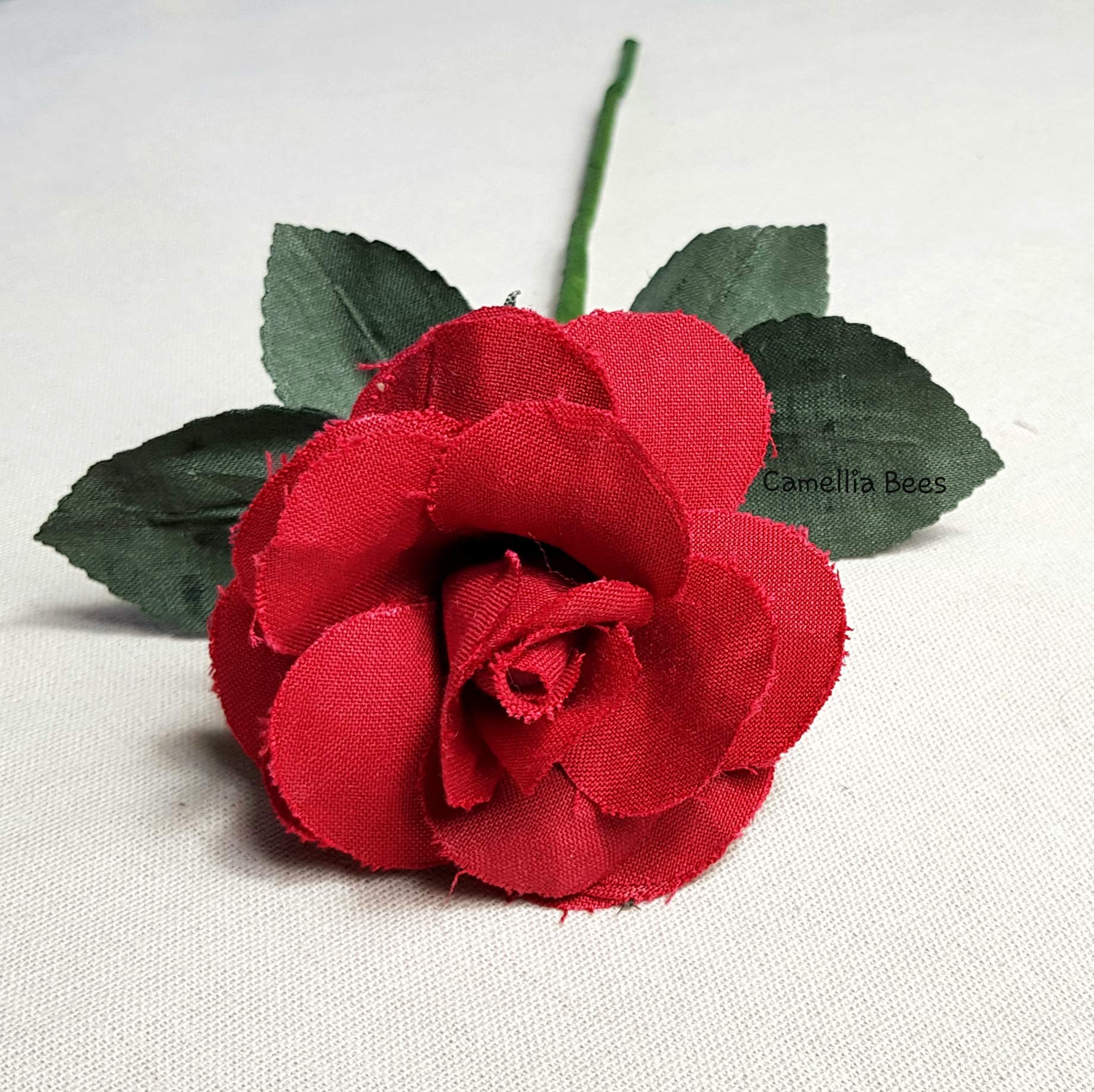 Handmade Cotton Linen Rose Flower - Perfect for Wedding Anniversary, Valentine's Day, Mother's Day Gift (Red) - Romantic Home Decor & Special Occasion Present