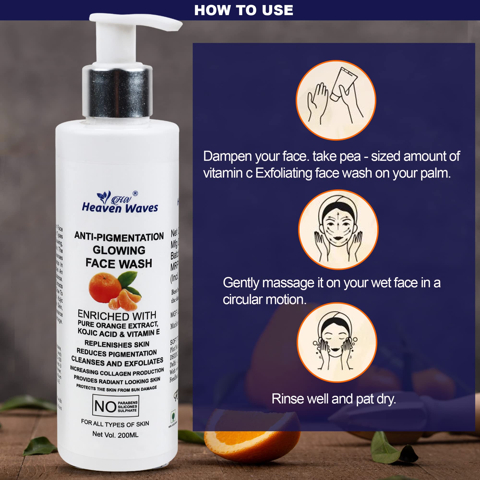 Heaven Waves Anti-Pigmentation Face Wash 200ml - Brightening Cleanser for Dark Spots & Uneven Skin Tone | Perfect for Daily Skincare Routine & Acne-Prone Skin