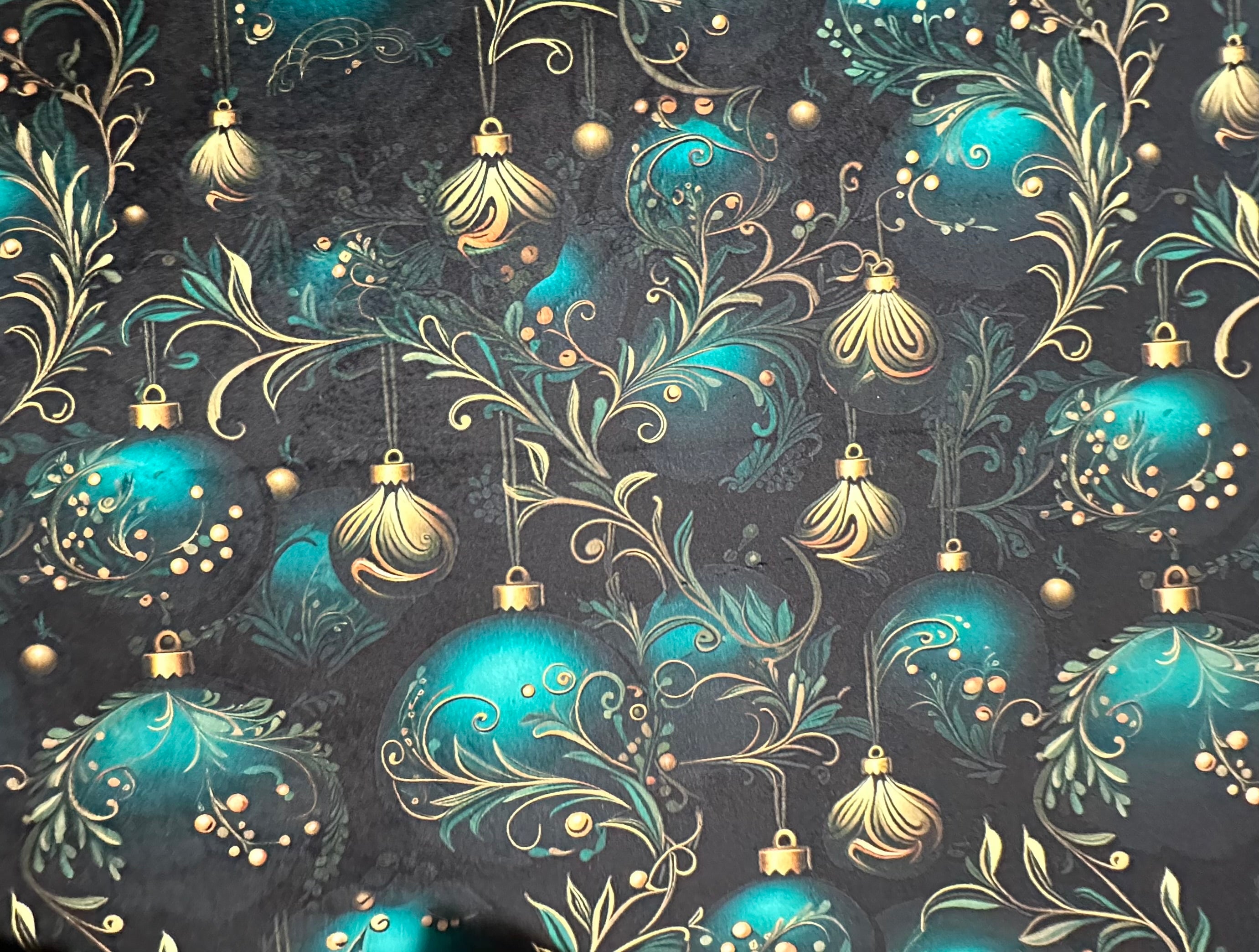 Teal and Gold Christmas Ornaments Wide Large 61x77 Minky Blanket with 15x24 Pillowcase - Soft Holiday Decor for Bedroom, Living Room & Cozy Gift