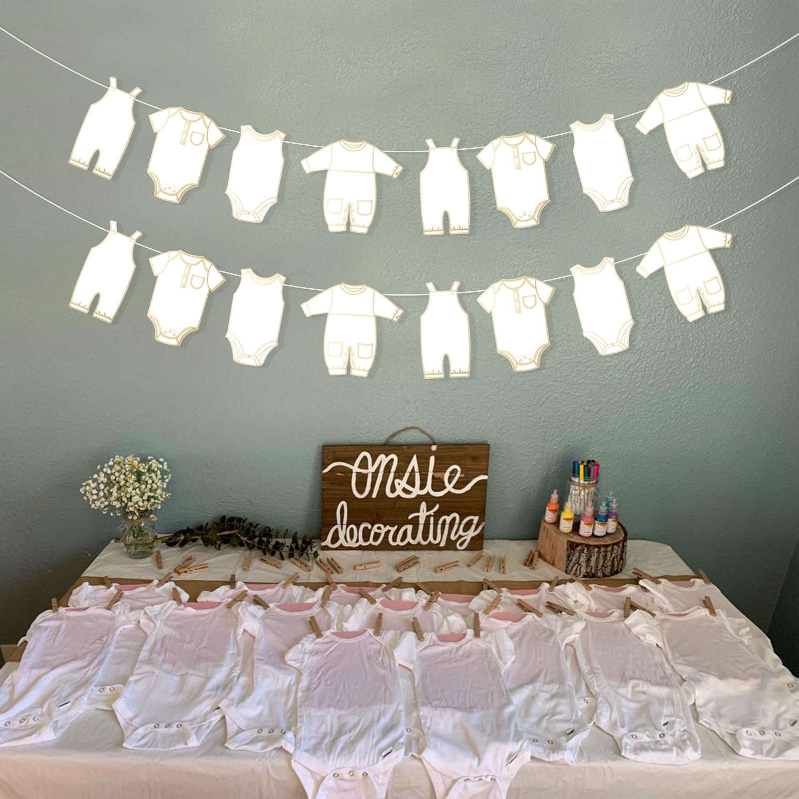 2Pcs Neutral Baby Clothes Banners for Gender Reveal Party - Baby Shower Decorations for Boys & Girls - Perfect for Nursery Decor and Gender Neutral Celebrations