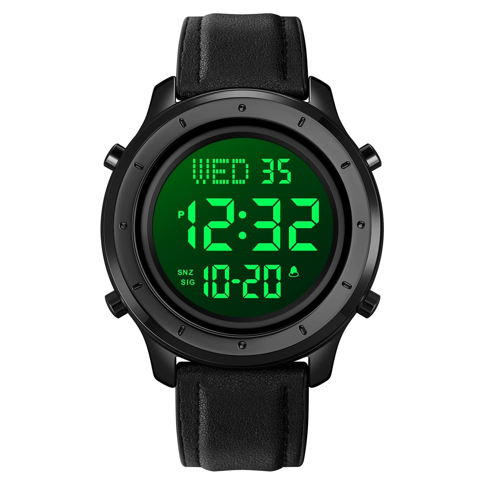 Gosasa Men's Sports Digital Watch - Waterproof LED Stopwatch with Countdown, 12/24 Hour Display & Multifunction for Running, Gym, Swimming & Outdoor Activities