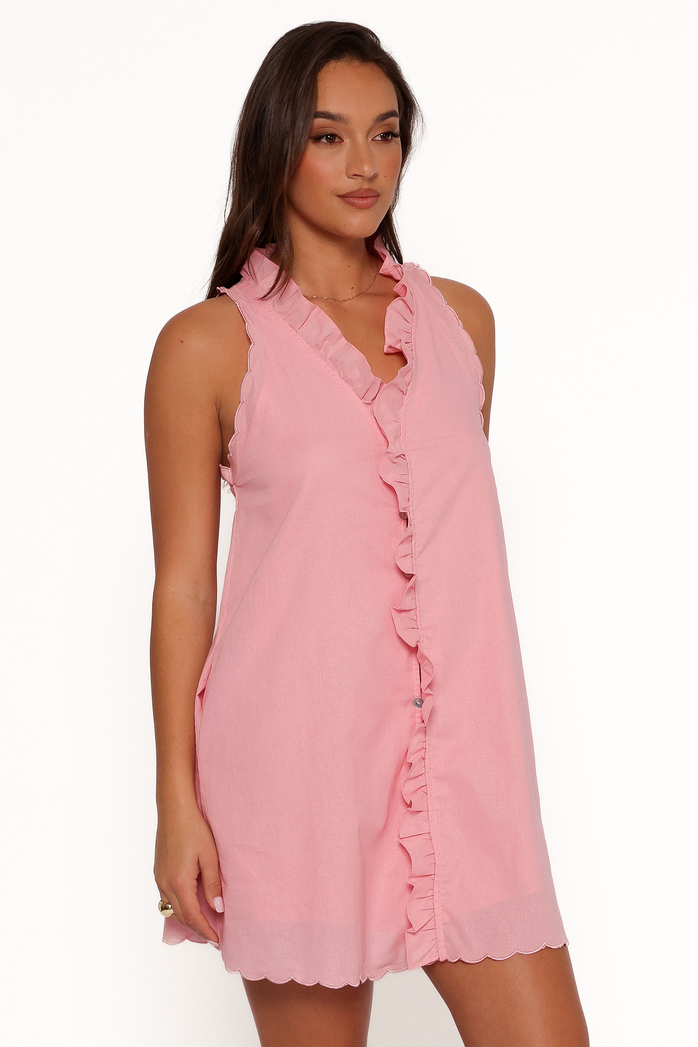 Cassandra Ruffle Mini Dress for Women - Elegant Pale Pink Summer Party Dress | Perfect for Weddings, Dates & Special Occasions