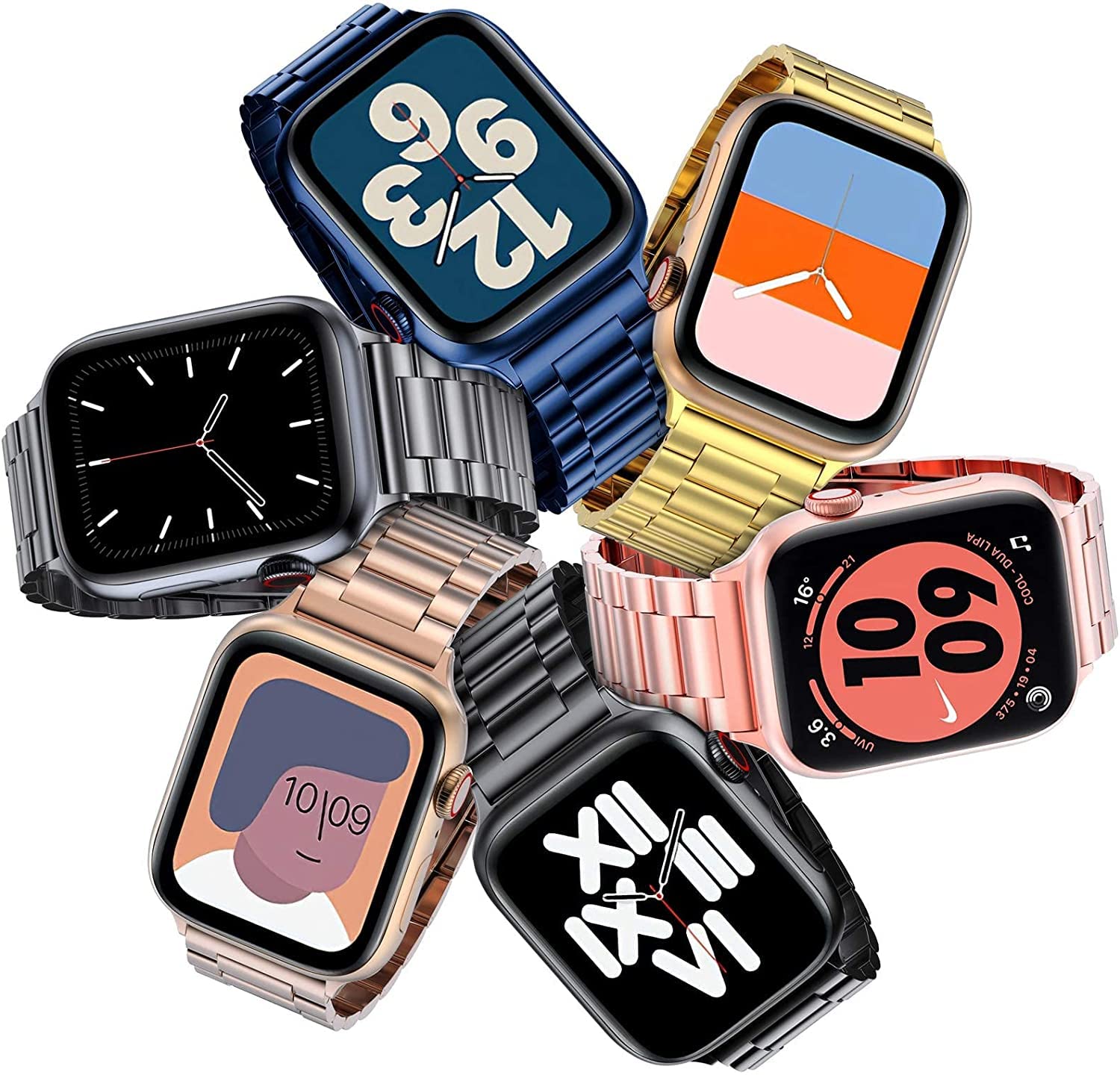 Stainless Steel Apple Watch Band for Series 9/8/7/6/5/4/3/SE/Ultra 2 - Compatible with 49mm 45mm 44mm 42mm 41mm 40mm 38mm - Durable Metal Replacement Strap for Men & Women - Perfect for Business, Workouts & Everyday Wear
