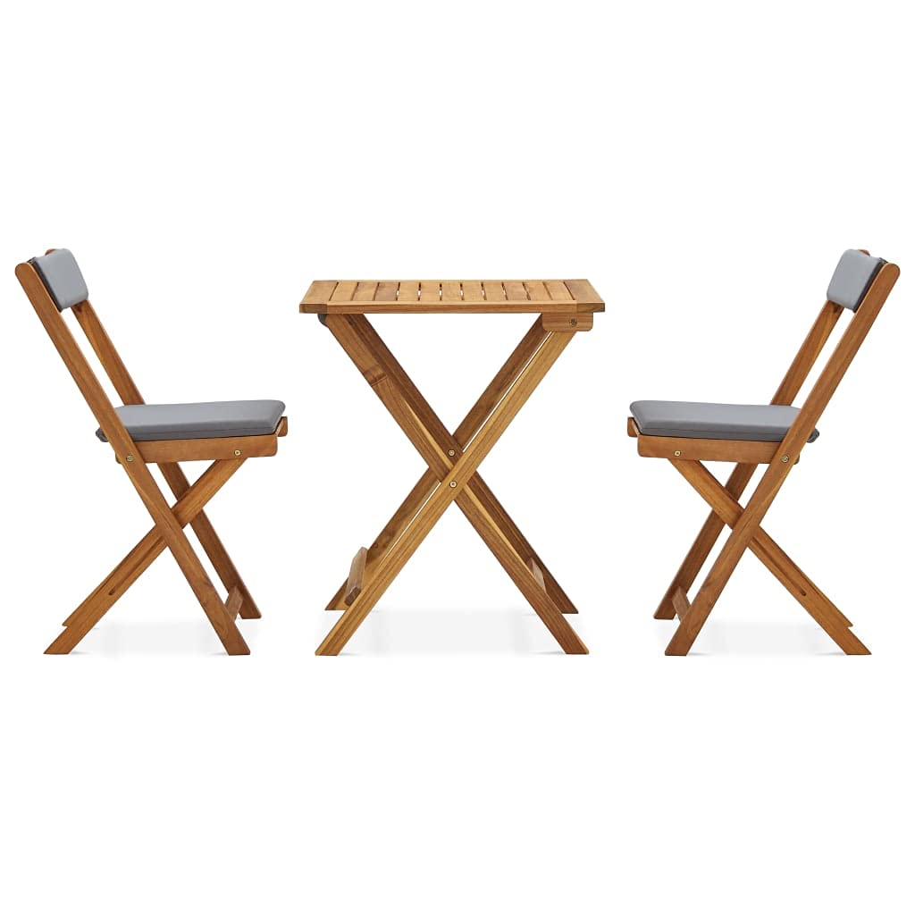 Outdoor Patio Furniture Set 3-Piece - Lightweight Folding Bistro Set with Cushions, Solid Acacia Wood - Perfect for Backyard, Garden, and Poolside Relaxation - Fast Shipping
