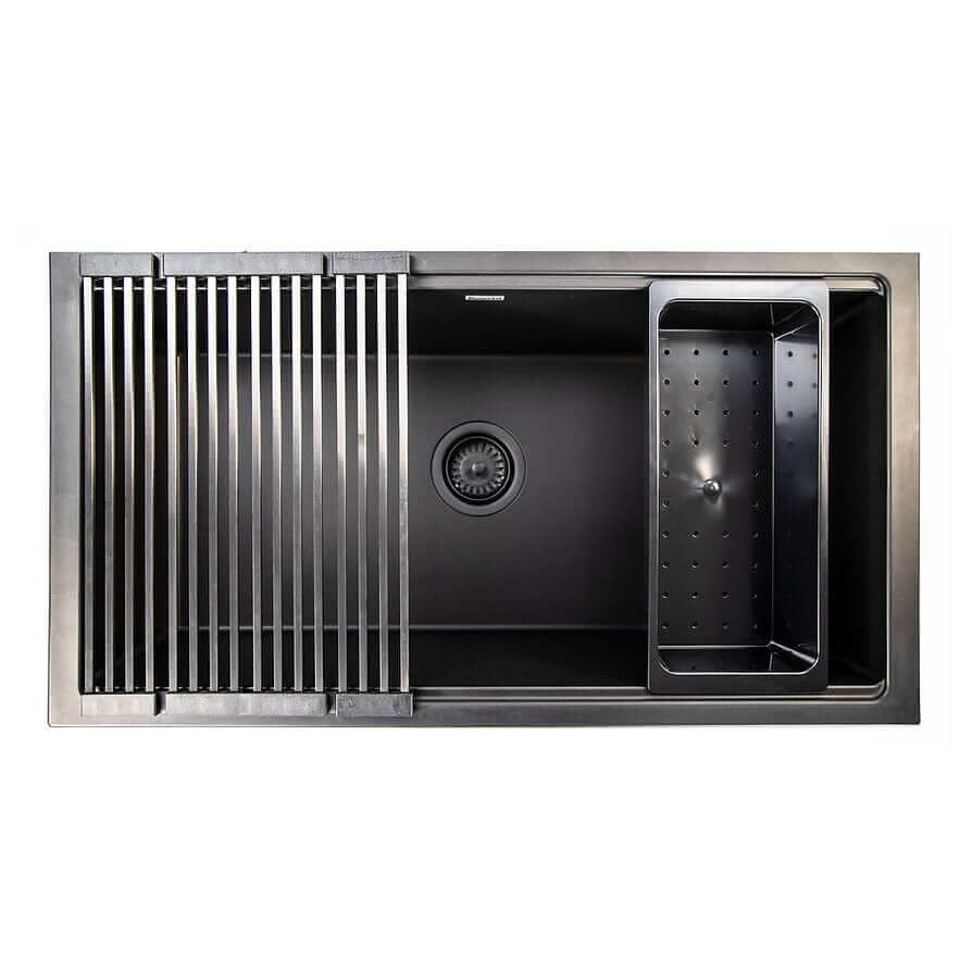 Nantucket 34 Large Single Bowl Prep Station Undermount Granite Composite Nano   PR3419 NBL UM