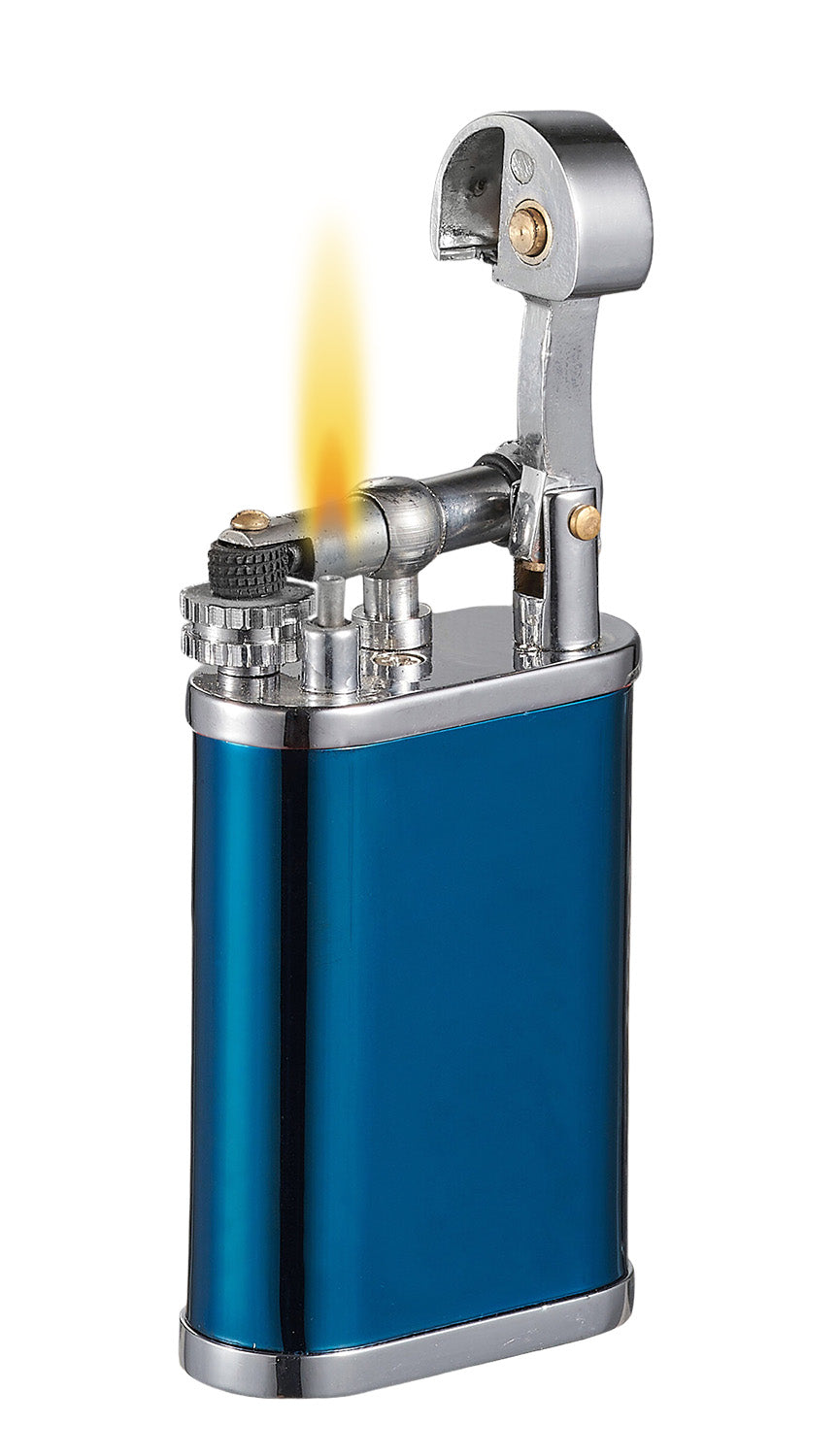Visol Elegance Blue Soft Flame Flint Lighter - Windproof Refillable Butane Lighter for Cigars, Candles & Outdoor Use - Premium Pocket Lighter for Smoking, Camping & Home Essentials