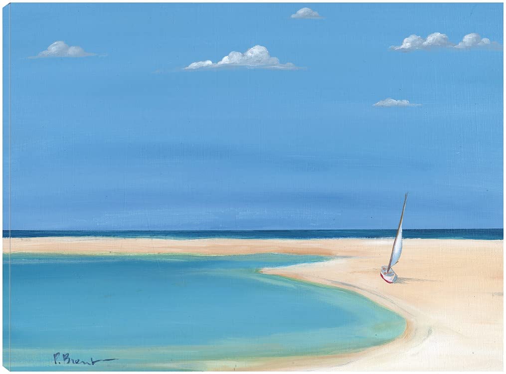 Serenity Cove Sailboat Fine Art Canvas Wall Decor by Paul Brent - 32x24 Inches - Ready to Hang - Perfect for Living Room, Bedroom, Office & More - Coastal Home Decor & Nautical Wall Art for Beach House Style