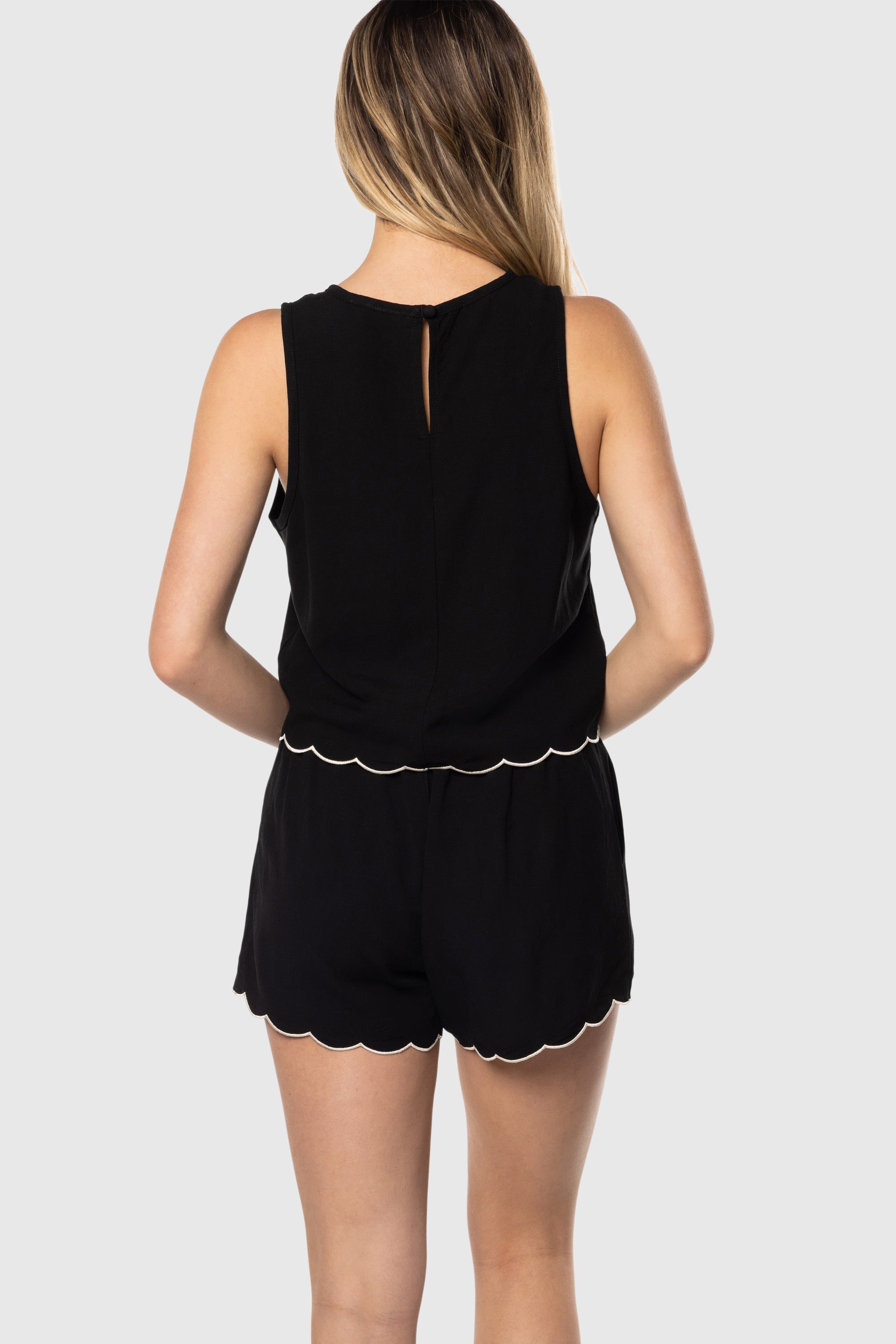 Scallop Edge Tank Top for Women - Flowy Summer Blouse with Feminine Lace Trim - Perfect for Beach, Vacation & Casual Outfits