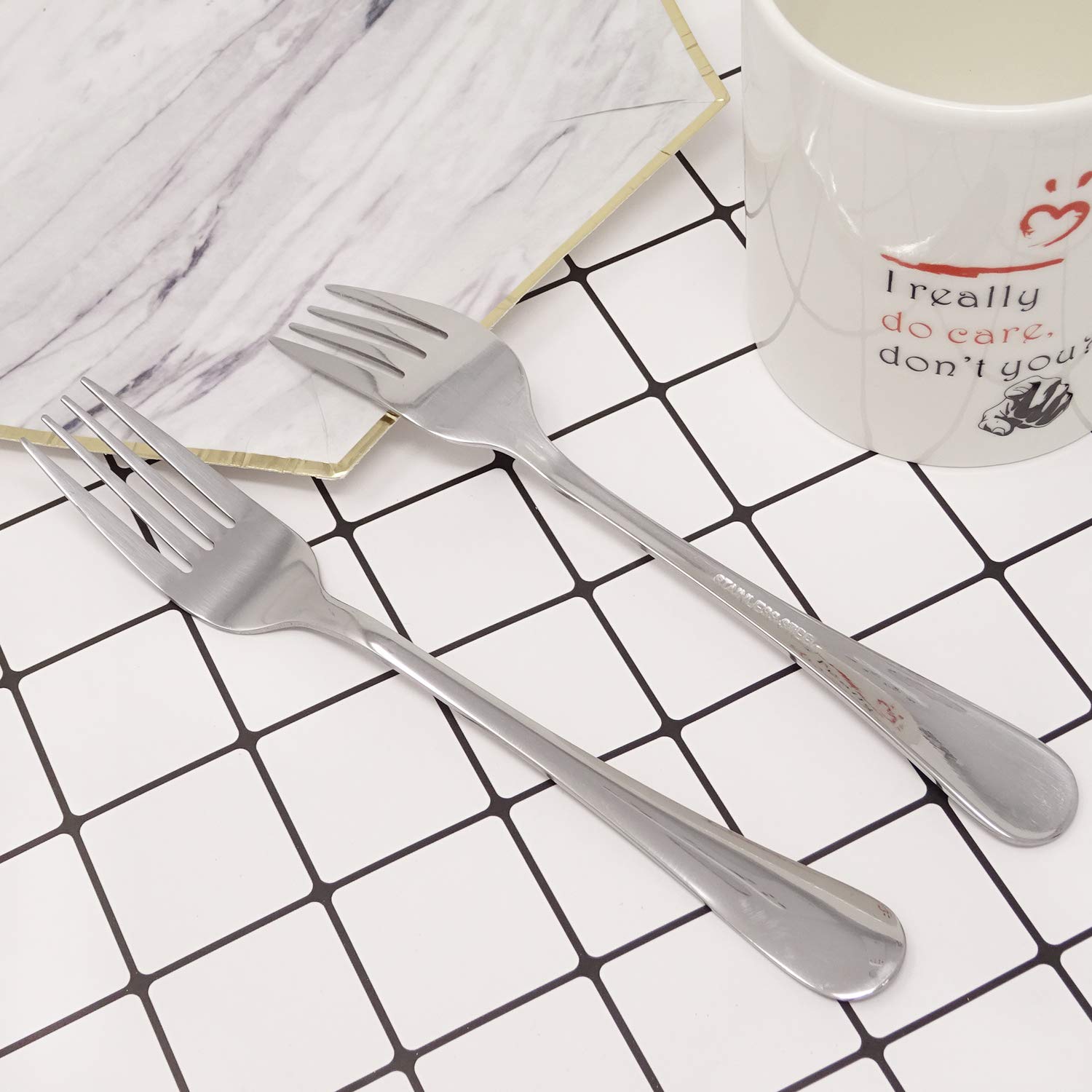 Honbay 4-Piece Stainless Steel Forks Set - 7.28 Inch Dinner Forks, Salad Forks & Dessert Forks for Home, Restaurant, Office - Durable & Elegant Flatware for Everyday Dining, Parties & Catering