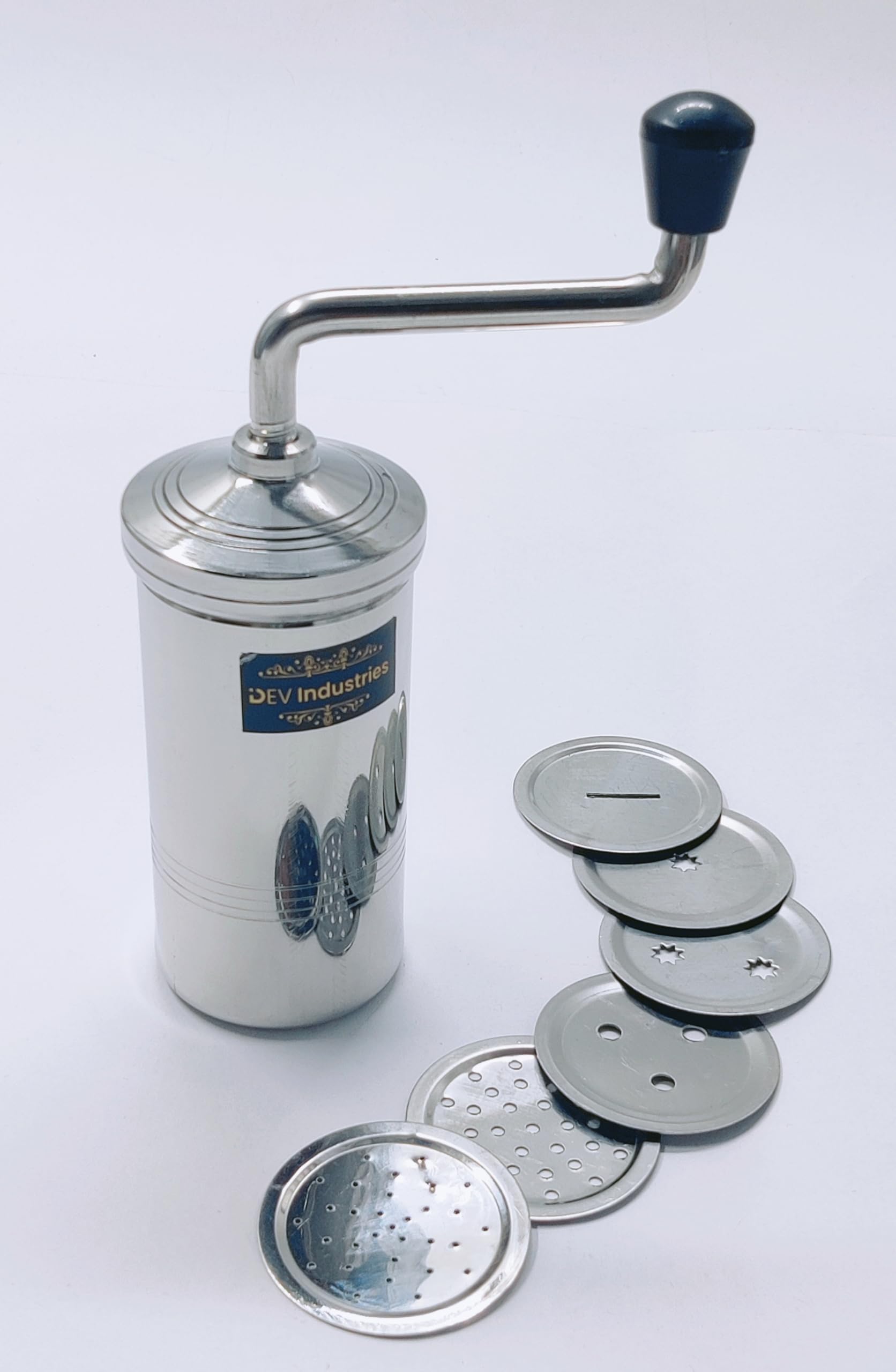 Dev Industries Stainless Steel Murukku Maker Machine - 9 No. Sev Sancha Press with Jali for Indian Snacks | Perfect for Diwali, Festivals & Home Cooking