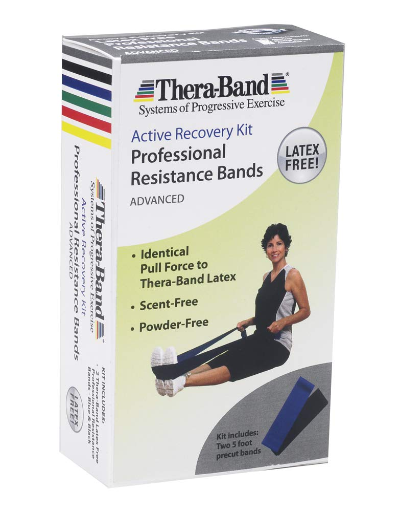 THERABAND Resistance Bands Set - Latex-Free Exercise Bands for Strength Training, Physical Therapy, Pilates & Home Workouts (Blue/Black) | Perfect for Full-Body Toning, Muscle Recovery & Fitness Routines