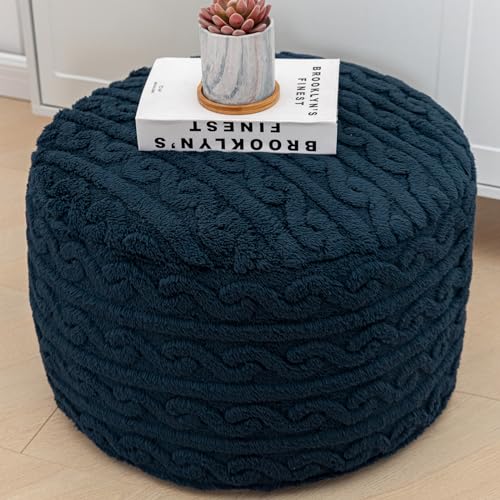 Navy Blue Pouf With Filler