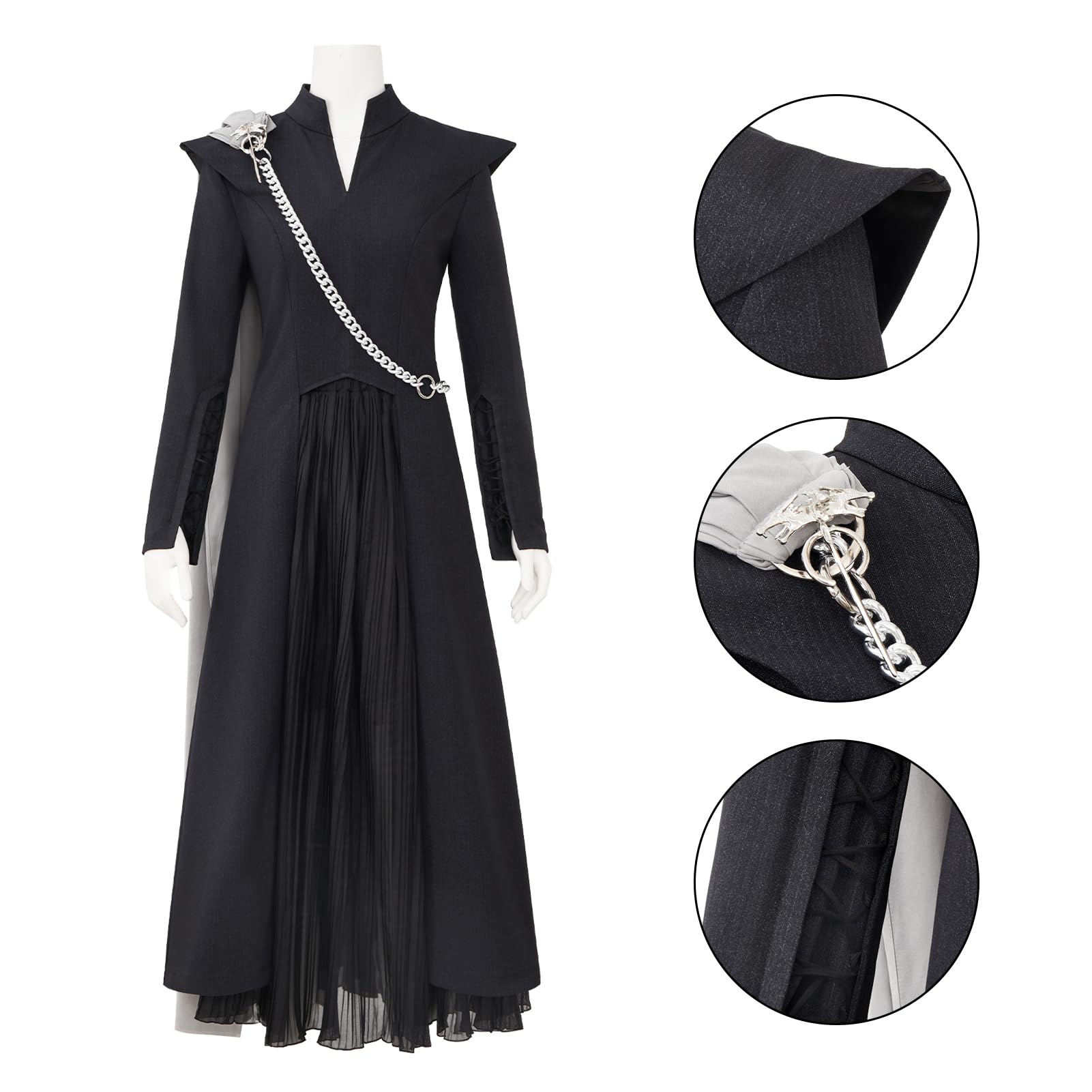 Starfun Women's Dragon Mother Black Dress Cosplay Costume Full Set - Game of Thrones Daenerys Targaryen Costume for Halloween, Cosplay Events & Themed Parties