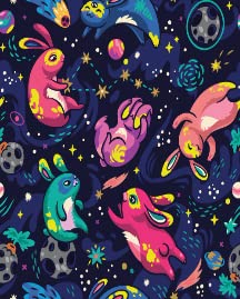 Moon Bunnies Exploring the Space