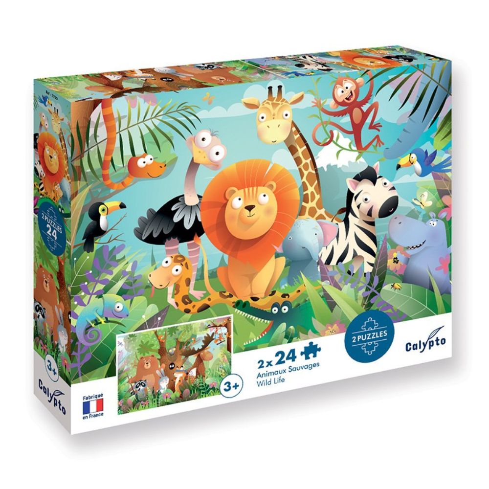 Calypto Wild Animals Jigsaw Puzzles - 2 Pack, 24 Pieces Each | Fun & Educational Puzzle for Kids, Family Game Night, Classroom Activities