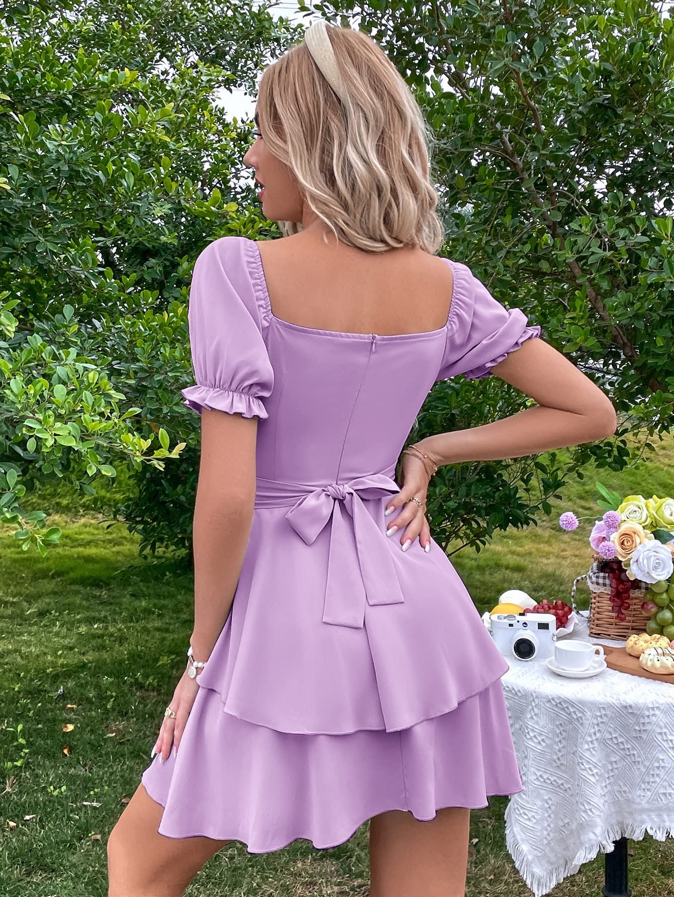 2022 Women's Summer Short Dress - Floral V-Neck Mini Party Dress for Beach, Vacation & Night Out | Cute Casual Sundress for Outdoor Events, Dates & Travel
