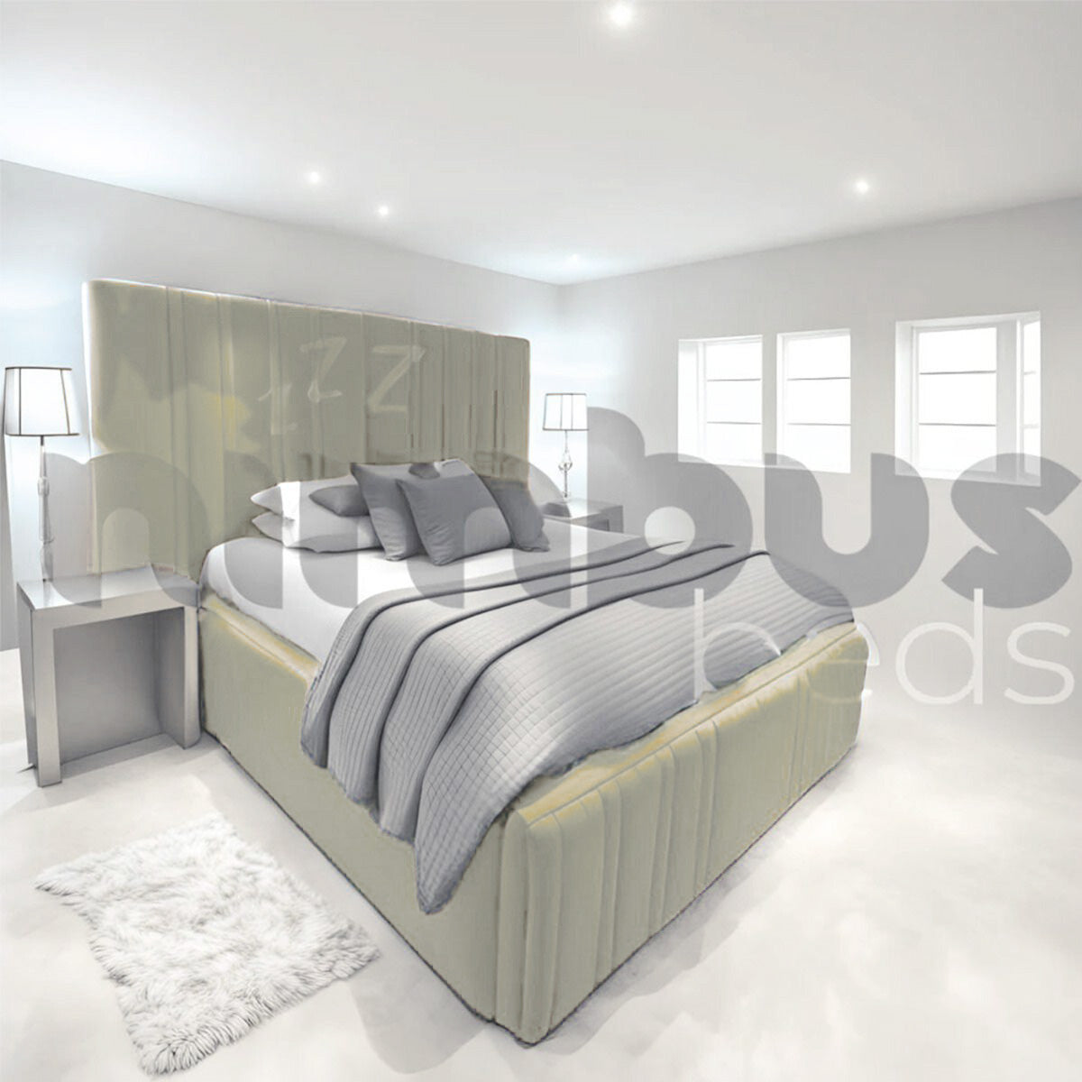 Luxury Kasia Bed Frame - Queen Size Platform Bed with Upholstered Headboard, Sturdy Metal Frame & Easy Assembly for Modern Bedroom Decor | Perfect for Master Bedrooms, Guest Rooms & Apartments