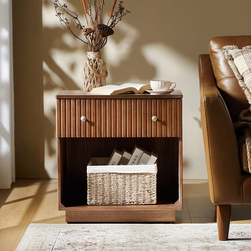1 Drawer Nightstand with Open Shelf & USB Charging Station - Modern Bedside Table for Small Spaces, Bedroom, Living Room | Optional Types Available