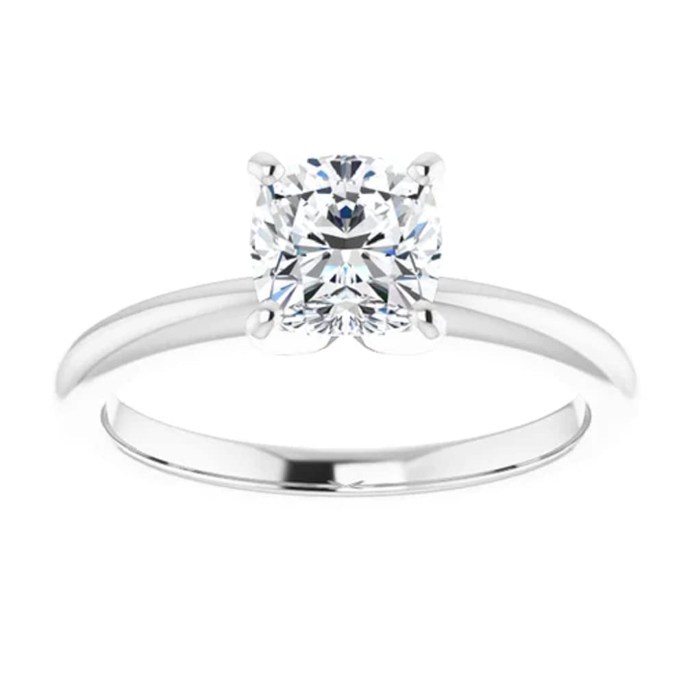 10K Solid White Gold Handmade Engagement Ring - 1 CT Cushion Cut Moissanite Diamond Solitaire Wedding Band for Women, Bridal Proposal Ring - Perfect for Anniversary, Valentine's Day & Special Occasions