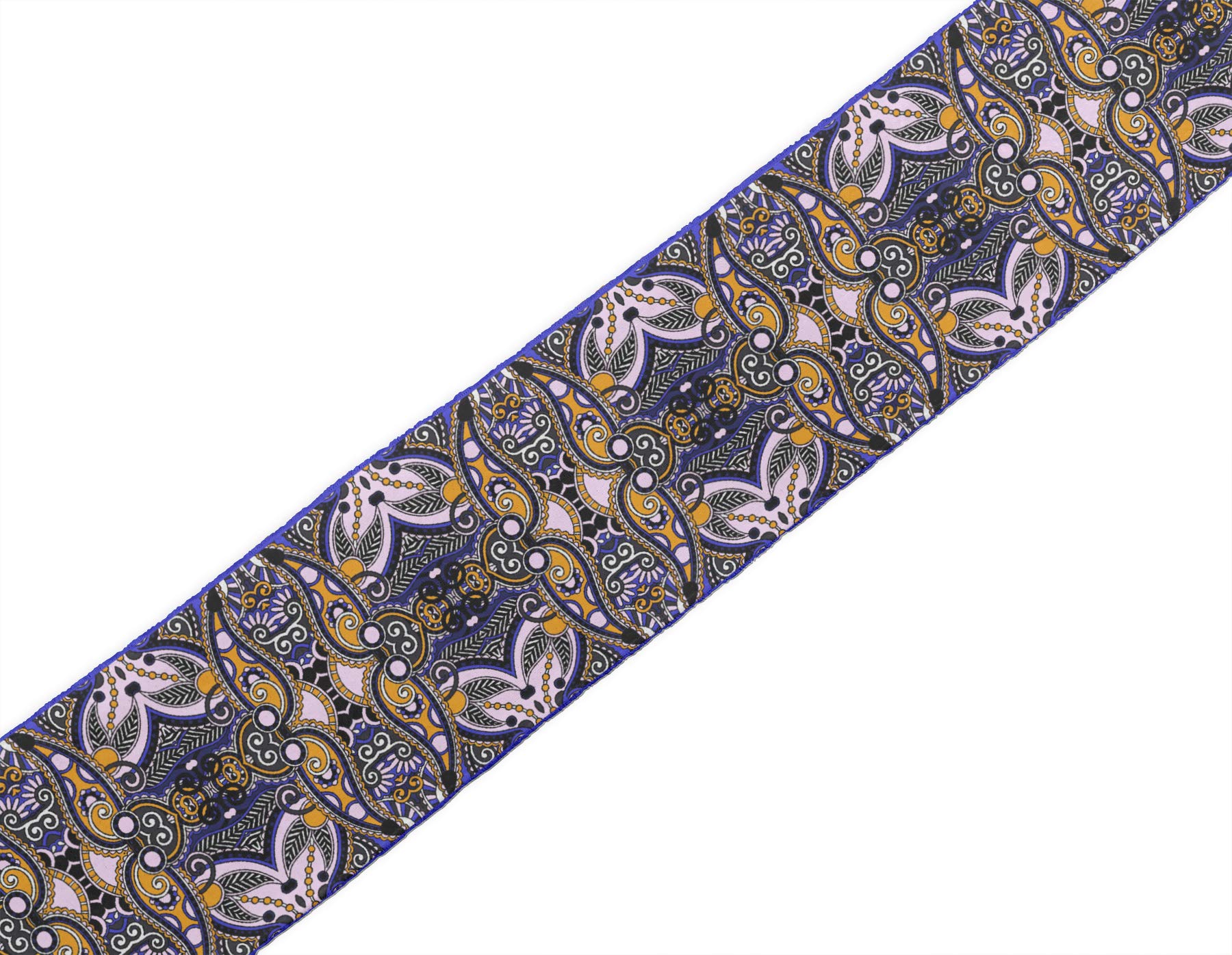 Orange Stripe & Paisley Printed Velvet Trim Tape - 3 Inches Wide x 9 Yards Long - Decorative Fabric Ribbon for Sewing, Crafts, DIY Projects - Perfect for Costume Design, Gift Wrapping & Home Decor