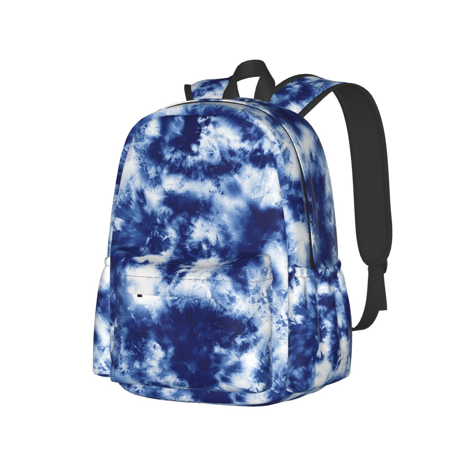 Blue Tie Dye Backpack - Large 17 Inch Laptop Backpack for Men & Women, Lightweight Waterproof College School Backpack, Casual Daypack for Travel, Work & Everyday Use