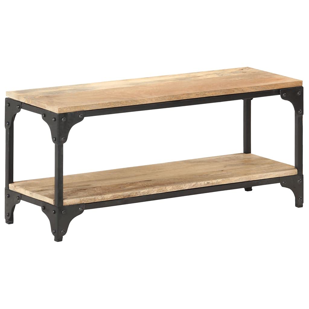 Industrial Style Solid Mango Wood Coffee Table with Storage - 35.4
