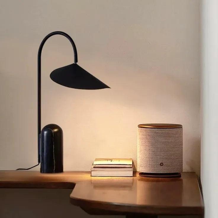 Stylish Black Arc Floor Lamp with Umbrella Shade - Modern Adjustable Standing Light for Living Room, Bedroom, or Office Decor
