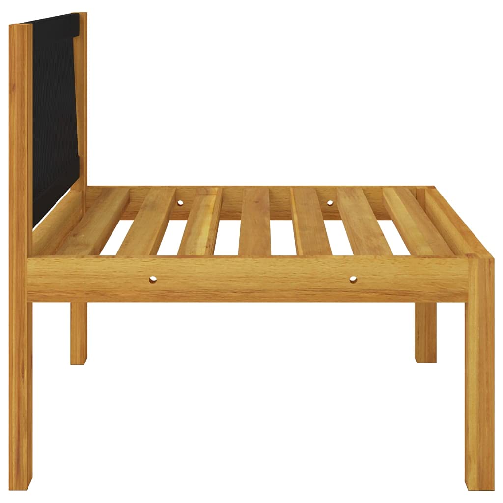 Premium Acacia Wood Patio Middle Sofa - Modular Outdoor Furniture with Comfortable Padded Cushions & Unique Rope Backrest - Durable Garden Seating for Patio, Deck, Poolside or Backyard Relaxation