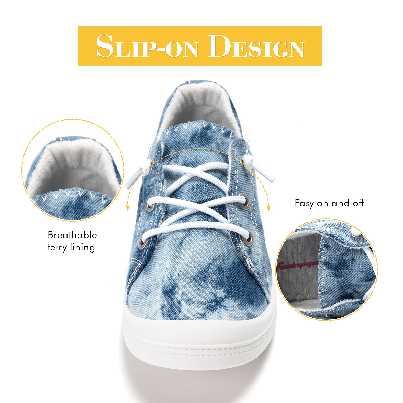 FUNKYMONKEY Women's Comfortable Low Top Canvas Slip-On Sneakers - Classic Casual Walking Shoes for Everyday Wear, Travel & Light Exercise