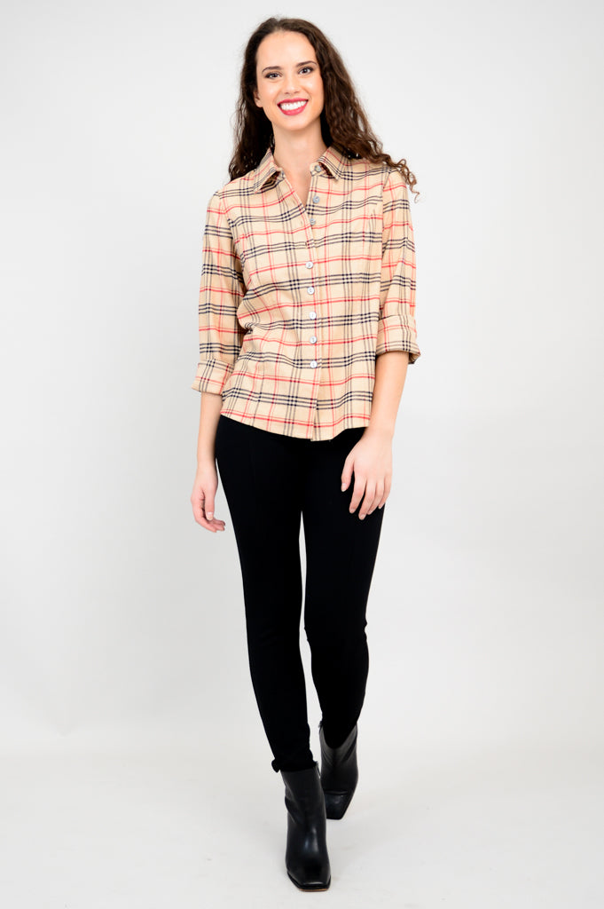 Alexis Top - Retro Plaid Cotton Flannel Shirt for Women | Vintage Style Button Down Blouse | Perfect for Fall Layering, Casual Outfits & Cozy Winter Looks