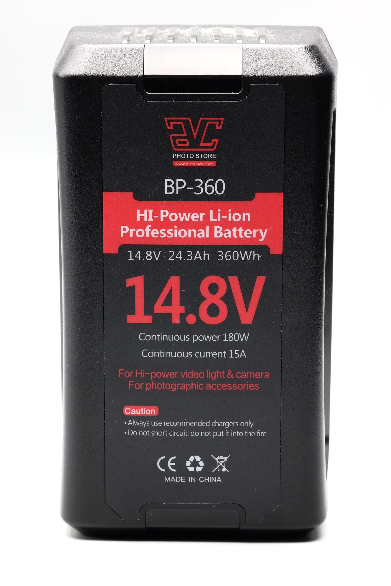 AVC BP360 14.8V 24.3Ah 360Wh Professional V Mount Lithium Ion Battery - Power Supply for DSLR Cameras, Video Cameras & Film Equipment